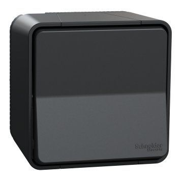Вимикач кнопковий 1-клавішний Mureva Styl, IP55, Чорний, Schneider Electric MUR35026 MUR35026 фото