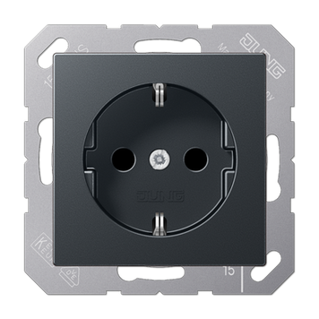 Розетка SCHUKO із з/к та захисними шторками 16A/250V Jung Антрацит матовий A1520BFKIANM A1520BFKIANM фото
