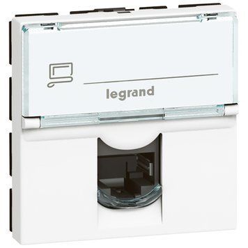 MOSAIC Розетка інформаційна RJ45 UTP90&deg; кат.6 LCS&sup2;(2 модуля), колір Білий 076591 фото